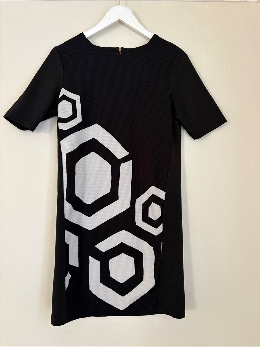 Desigual Black and White Geometric Shift Mini Dress
